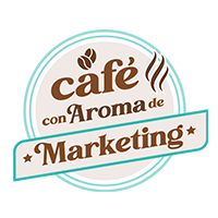 logo podcast cafe con aroma de marketing